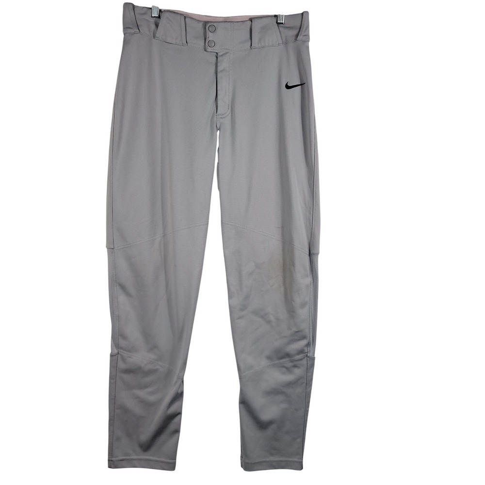 Nike Baseball Pants Men Large Gray Team Engineered Tapered Athletic Swoosh Logo